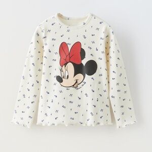 NWT Zara ribbed Minnie Mouse floral long sleeve tee 9-12M